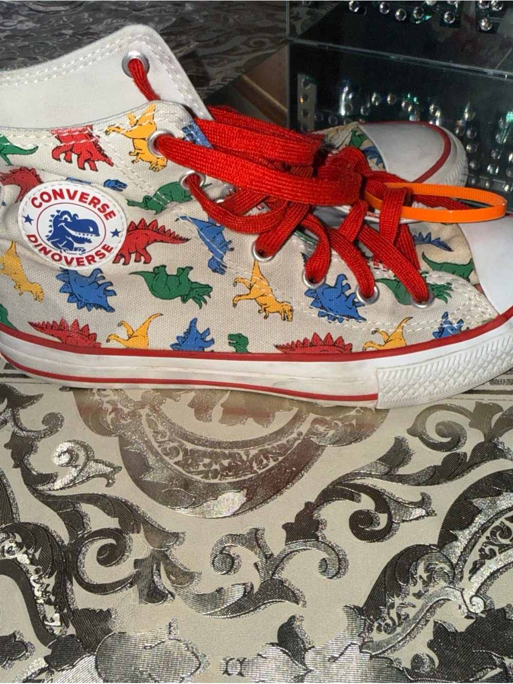 Converse Kids High-Top Sneakers with Multicolor Dino Sz 4